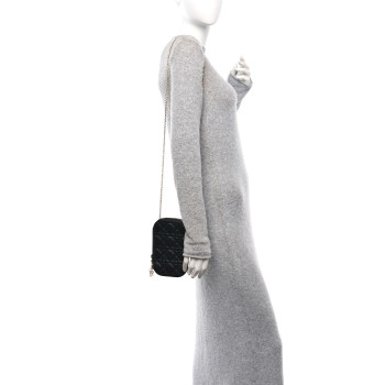 CHRISTIAN DIOR Lambskin Cannage Lady Dior Phone Holder Black
