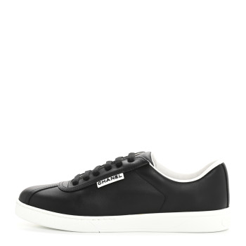 CHANEL Calfskin CC Womens Sneakers 38.5 Black