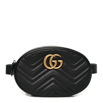 GUCCI Calfskin Matelasse GG Marmont Belt Bag 85 34 Black