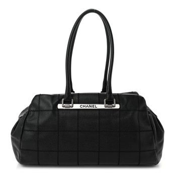 CHANEL Caviar Square Stitched Large Satchel Black