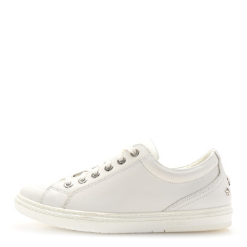 JIMMY CHOO Smooth Calfskin Star Studded Cash Sneakers 40 Ultra White