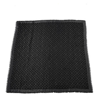 LOUIS VUITTON Silk Lurex Wool Monogram Shine Shawl Black
