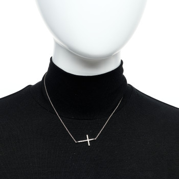 TIFFANY Sterling Silver Paloma Picasso Hammered Sideways Cross Pendant Necklace