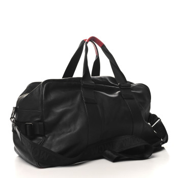 MCM Calfskin Duffle Bag Black Red