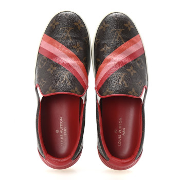 LOUIS VUITTON Monogram Frontrow Slip On Sneakers 37 Rouge