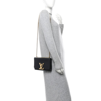 LOUIS VUITTON Calfskin Chain Louise MM Black