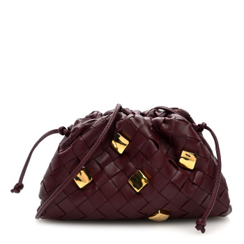 BOTTEGA VENETA Nappa Intrecciato Studded The Mini Pouch  Barolo