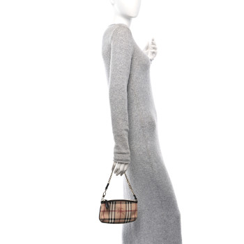 BURBERRY Haymarket Check Clara Pochette Chocolate