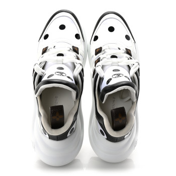 LOUIS VUITTON Calfskin Satin Printed Polka Dot Monogram LV Archlight Sneakers 40 Black White