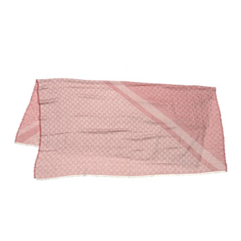 GUCCI Wool Silk GG Monogram GGNat Scarf Roseate