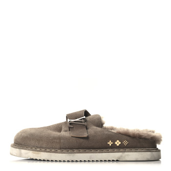 LOUIS VUITTON Monogram Fur LV Easy Mule 6 Brown