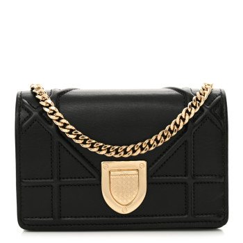 CHRISTIAN DIOR Lambskin Baby Diorama Flap Bag Black