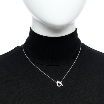 HERMES 18K White Gold Diamond Finesse Pendant Necklace
