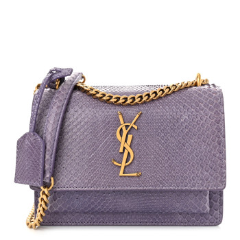 SAINT LAURENT Calfskin Snakeskin Small Monogram Sunset Purple