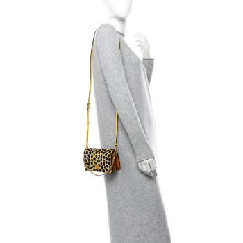 MCM Visetos Calf Hair Giraffe Print Cross Body Yellow