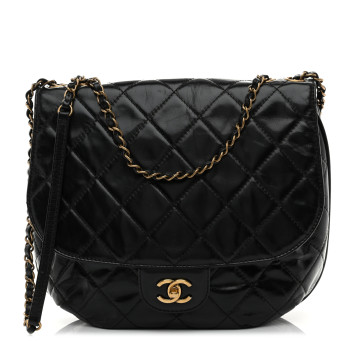 CHANEL Glazed Calfskin Quilted Medium Bubble CC Flap Black