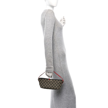 GUCCI Monogram Boat Pochette Black Red