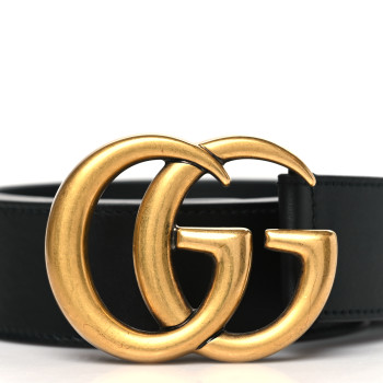 GUCCI Calfskin Double G 40mm Belt 95 38 Black