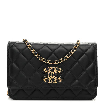 CHANEL Lambskin Quilted Infinity Wallet On Chain WOC Black