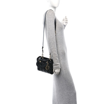 CHRISTIAN DIOR Lambskin Cannage Small My ABCDior Lady Dior Black
