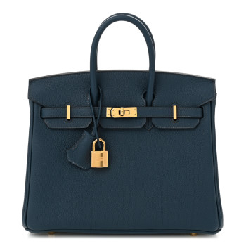 HERMES Togo Birkin 25 Bleu de Prusse