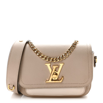 LOUIS VUITTON Grained Calfskin Lockme Tender Greige