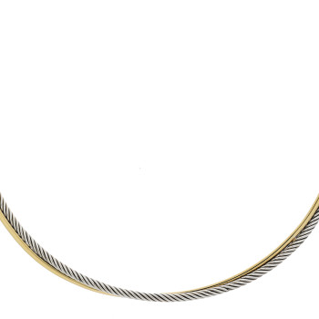 DAVID YURMAN Sterling Silver 18K Yellow Gold Crossover Cable Choker Necklace