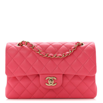 CHANEL Shiny Caviar Quilted Small Double Pink