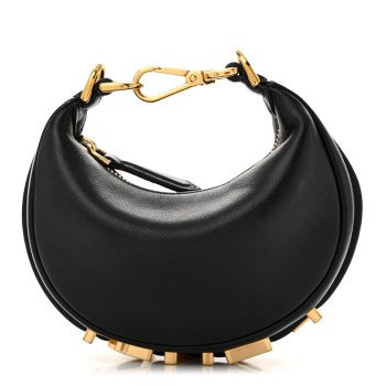 FENDI Vitello Grace Matte Nano Fendigraphy Hobo Charm Black