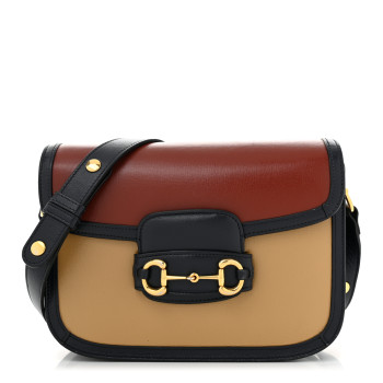GUCCI Azalea Calfskin Tri-Color Horsebit 1955 Shoulder Bag New Cherry Red Sun Oil Blue
