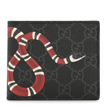 GUCCI GG Supreme Monogram Kingsnake Nice Bi-Fold Wallet Black Grey