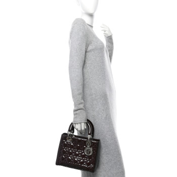 CHRISTIAN DIOR Patent Cannage Medium Lady Dior Burgundy Red