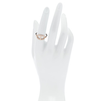 HERMES 18K Rose Gold Diamond MM Chaine d'Ancre Contour Ring 56 7.75