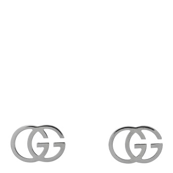 GUCCI 18K White Gold GG Tissue Stud Earrings