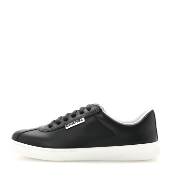CHANEL Calfskin CC Uniform Womens Sneakers 37.5 Black