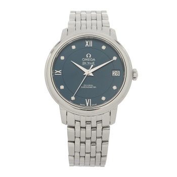 OMEGA Stainless Steel Diamond 32.7mm De Ville Co-Axil Chronometer Automatic Watch Blue 424.10.33.20.53.001