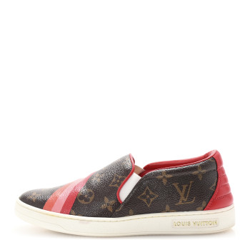 LOUIS VUITTON Monogram Frontrow Slip On Sneakers 37 Rouge