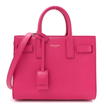 SAINT LAURENT Calfskin Nano Sac De Jour Fluo Pink