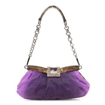 PRADA Nylon Lizard Frame Clutch Bag Ombre Purple