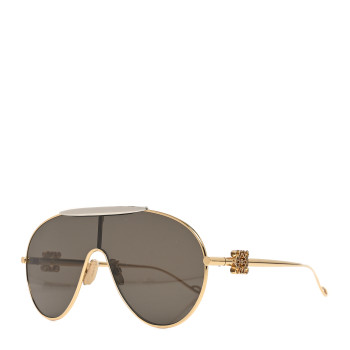 LOEWE Metal Anagram Spoiler Aviator Oversized Sunglasses LW40111U Gold