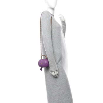 CHANEL Lambskin Quilted CC Bubble Vanity Case With Chain Purple