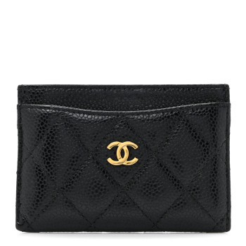 CHANEL Caviar Quilted Card Holder Black