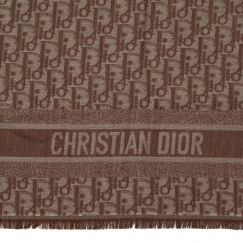 CHRISTIAN DIOR Wool Cashmere Oblique Shawl 140 Brown