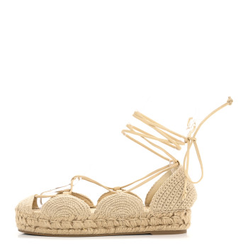 LOEWE Raffia Paula&#039;s Ibiza Strappy Solar Espadrille Sandals 38 Natural
