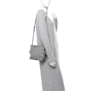 LOEWE Calfskin Mini Flamenco Knot Clutch Pearl Grey