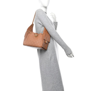 CHANEL Caviar Quilted Small Chanel 25 Handbag Brown