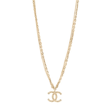CHANEL Crystal CC Multi Strand Chain Necklace Gold