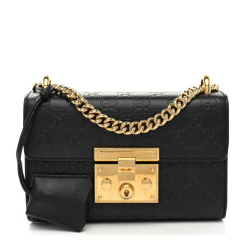 GUCCI Guccissima Small Padlock Shoulder Bag Black