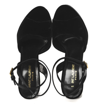 SAINT LAURENT Velvet Jodie Platform Sandals 37.5 Black