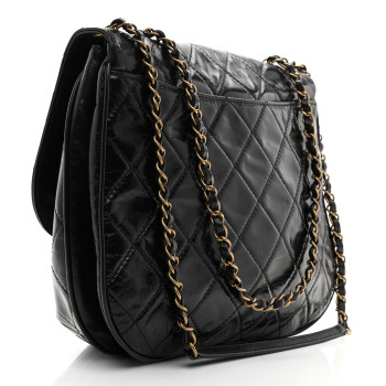 CHANEL Glazed Calfskin Quilted Medium Bubble CC Flap Black